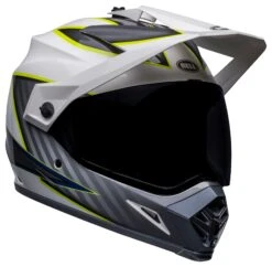 Bell Helmets Bell MX-9 Adventure Mips Dalton Helmet -Motorbike Equip Shop bell mx9 adventure mips dalton helmet white grey hi viz yellow 2