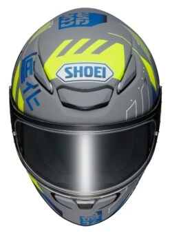 Shoei RF-1400 Accolade Helmet -Motorbike Equip Shop shoei rf1400 accolade helmet grey blue yellow 2