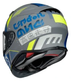 Shoei RF-1400 Accolade Helmet -Motorbike Equip Shop shoei rf1400 accolade helmet grey blue yellow 3